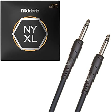 D'Addario NYXL Electric Guitar Strings with 10-foot Instrument Cable - .010-.046 Regular Light D'Addario