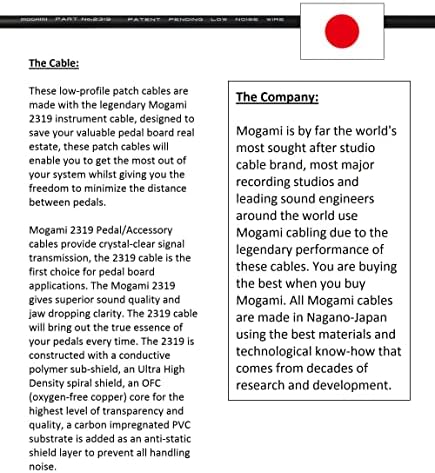 WORLDS BEST CABLES 2 Units - 2 Foot - Pedal, Effects, Patch, Instrument Cable Custom Made Using Mogami 2319 Wire & Amphenol ACPM-RN-AU M-Series Angled Gold TS Plugs WORLDS BEST CABLES