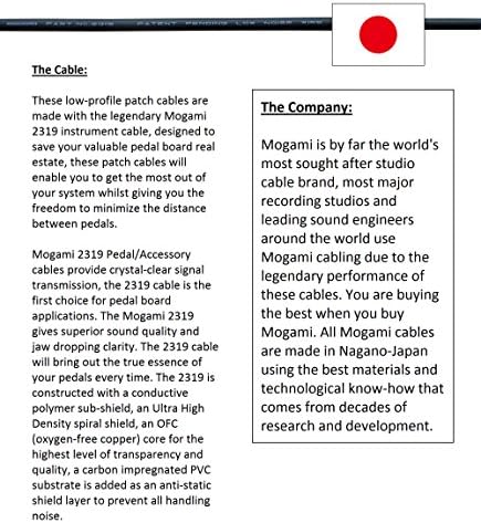 WORLDS BEST CABLES 6 Units - 12 Inch - Pedal, Effects, Patch, Instrument Cable Custom Made Made Using Mogami 2319 Wire and Eminence Nickel Plated ¼ inch (6.35mm) R/A Pancake Type Connectors WORLDS BEST CABLES