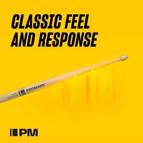 Promark ActiveGrip Drum Sticks - Rebound 2B Drumsticks - For Secure, Comfortable Grip - Gets Tackier As Your Hands Sweat - Hickory Wood - Acorn Tip, Black, One Pair Promark