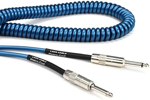 Retro Coil Silent Instrument Cable Metallic Blue, 20 Feet Straight-Straight Lava Cable