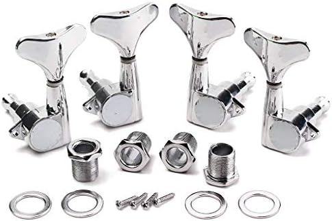 Alnicov 2L 2R Sealed Tuning Pegs Tuners Machine Heads For 4 Strings Bass Guitar Chrome Alnicov