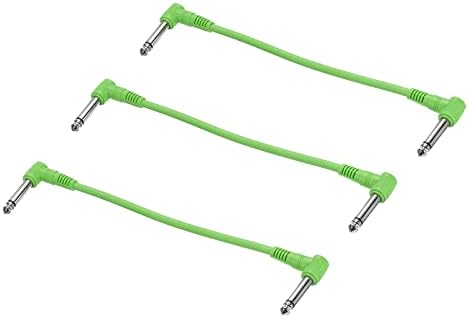 MECCANIXITY Guitar Patch Cables 1/4 Inch TRS Right Angle Pedal Instrument Cable for Guitar Effect Pedal Board Green 3 Pack Meccanixity