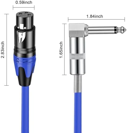 XLR Female to 1/4 TS Right Angle,1/4 TS Right Angle to XLR Female Micphone Cable, for Micphone Mixer、Instruments (2PACK / 1.5FT) Seefeful