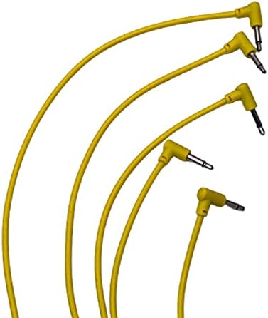 Luigis Modular M-PAR Right Angled Eurorack Patch Cables - Package of 5 Yellow Cables, 4 (10 cm) Starving Students Music Supplies