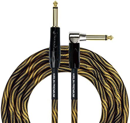 KIRLIN Cable IWB Instrument Cable, 1/4-Inch Right Angle to Straight, Black Gold Wave, 10FT (IWB-202 BFGL-10/WBO) KIRLIN