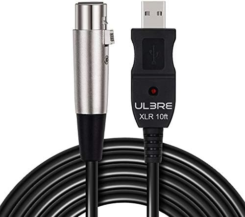 USB Microphone Cable 10Ft, XLR To USB Cable Mic Link Converter Cable Studio Audio Cable Connector Cords Adapter for Microphones or Recording Instrument Karaoke ULBRE