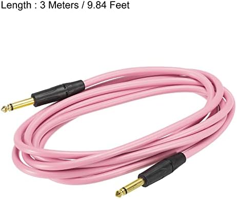 MECCANIXITY Guitar Instrument Cable 9.84 Feet 1/4 Inch to 1/4 Inch TRS Straight to Straight Angle Electric Bass Cable Cord for Guitar Bass Pink Meccanixity