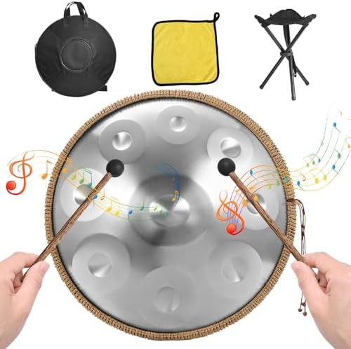 Pan Drum Instrument,18 Inches G Minor 9-Note Instrument Drum Set | Handpan Drums Sets, 9 Notes Hand Drum for Zazen, Yoga Meditation And Music Education Generic