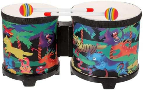 Vaguelly Bongo Drum 6 Inch 5 Inch Drum Percussion Instruments with 2 Colorful Drumsticks Early Educational Toy for Adults Kids Beginners Vaguelly