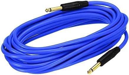 MECCANIXITY Guitar Instrument Cable 19.69 Feet 1/4 Inch to 1/4 Inch TRS Straight to Straight Angle Electric Bass Cable Cord for Guitar Bass Blue Meccanixity