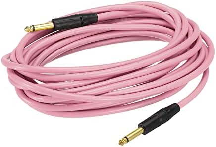 MECCANIXITY Guitar Instrument Cable 19.69 Feet 1/4 Inch to 1/4 Inch TRS Straight to Straight Angle Electric Bass Cable Cord for Guitar Bass Pink Meccanixity