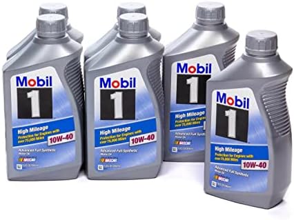 Mobil 1 103536 10W-40 High Mileage Motor Oil - 1 Quart (Pack of 6) Mobil