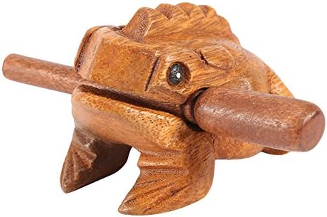 Wood Frog Guiro Rasp, Thailand Traditional Craft Wooden Musical Instrument Tone Block(8.8CM/3.5Inch) Gloglow