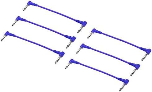 MECCANIXITY Guitar Patch Cables 1/4 Inch TRS Right Angle Pedal Instrument Cable for Guitar Effect Pedal Board Blue 6 Pack Meccanixity