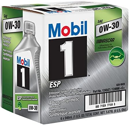 Mobil 1 ESP Full Synthetic Motor Oil 0W-30, 1 Quart, Case of 6 Speedway Motors