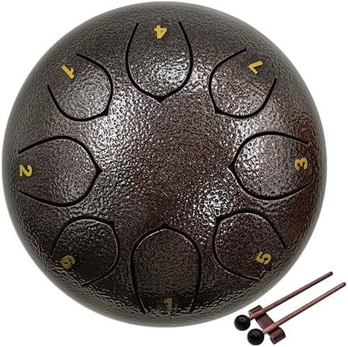 Ethereal drum 6 inches 8 notes, hand drum percussion instrument for beginners, suitable for meditation yoga music education, the best gift for family/friends (bronze) Musiin