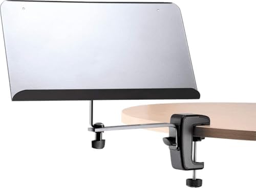 K&M König & Meyer 11510.000.55 Sheet Music Stand & Desktop Book or Document Holder | Table/Desk/Shelf C-Shape Mounting Clamp | Tilt Adjustment | Easy On/Off | Portable | German Made Blk K&M