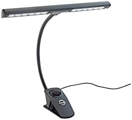 K&M König & Meyer 12295.098.55 Music Stand Light T-Model 12 LEDs FlexLight Adjust Neck | Dimmable, Clip-On | Incl. Batteries & A/C Adapter German Blk K&M