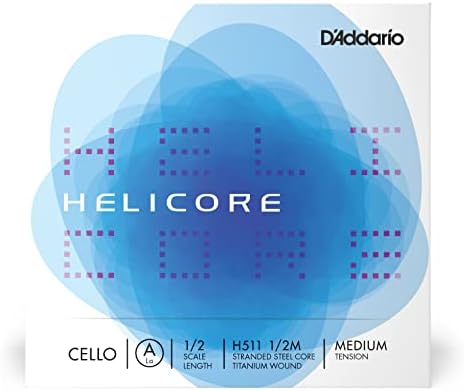 Струна A для виолончели D'Addario Helicore, 1/2 масштаба, среднее натяжение, с титановым покрытием D'Addario