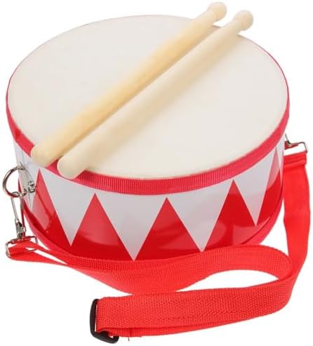 Vaguelly 1 Set Children's Snare Drum: Toddlers Music Drum 8 Inch Kids Drum Kid Snare Drum,Double Sided Head,with Wodden Drumsticks,Strap,Wooden Percussion Musical Instrument Vaguelly