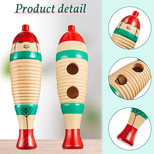 2 Pieces Colorful Fish Shaped Guiro Instrument Latin Percussion Musical Instruments Wooden Frog Instrument Musical Percussion Instruments for Adults Kids with Rhythm Sticks Yeshone