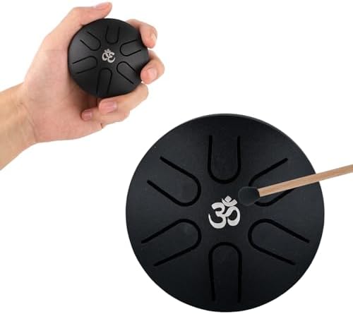 Steel Tongue Drum, Mini Steel Drum Instrument With Drumstick Ethereal Drum Hand Pan Drum for Kids Adults Beginners Music Class Concert Yoga (Black) Nqeuepn