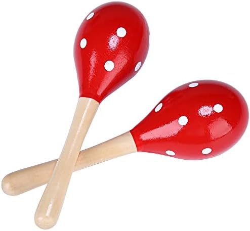 Maracas, Wooden Rumba Shaker Rattle Hand Percussion Musical Instrument for Adults Kids, Set of 2 Domg