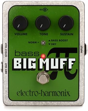 Электронная педаль эффекта Electro-Harmonix Bass Big Muff Pi с полнофуззовым звуком без потери низких частот Electro-Harmonix