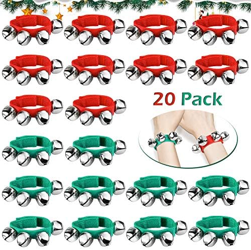 20PCS Christmas Wrist Band Jingle Bells, Musical Instruments for Christmas Party Favors (silver) Augshy