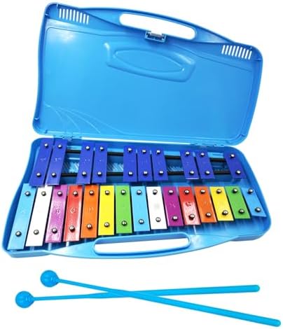 Soulmate Xylophone,25 Notes Glockenspiel Xylophone for kids Colorful Musical Toy Metal Keys,Professional Xylophone Instrument with case and Two Safe Mallets for Beginners, Music Teaching, Gifts(Black) Soulmate