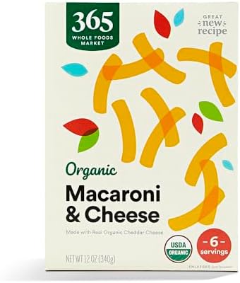 Органические макароны с настоящим чеддером, семейный размер, 340 г 365 by Whole Foods Market