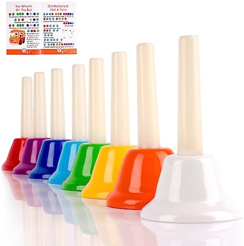 Handbells, Hand Bells Set 8 Note Musical Bells with Colorful Songbook for Toddlers Children Kids Adults School Church Classroom Wedding, by Vangoa Vangoa