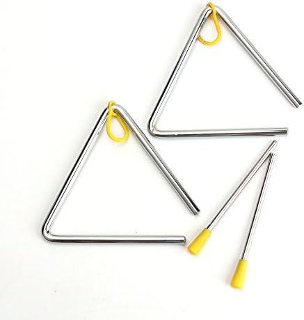 Foraineam 2 Pack 5 Inch Hand Percussion Instrument Triangles with Striker Musical Steel Triangle Music Percussion Triangle Instrument Foraineam