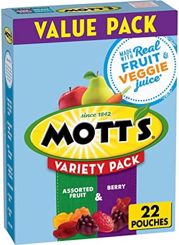 Mott's Fruit Flavored Snacks, Berry and Assorted Fruit, Gluten Free Snack, Value Pack, 22 Ct, 17.6 oz Mott's