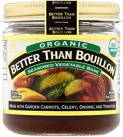 Better Than Bouillon Organic Vegetable Base, Made from Seasoned & Concentrated Vegetables, Organic & Vegan, Makes 9.5 Quarts of Broth, 8 OZ Jar (Single) Better Than Bouillon