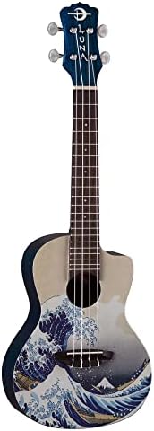 Luna Concert Ukulele with Gig Bag, Great Wave Graphic Luna