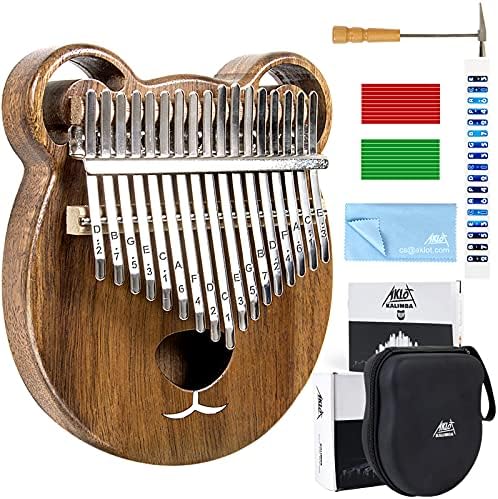 Kalimba, AKLOT Thumb Piano 17 Keys Crystal Finger Piano Rainbow Bear Start Kits with Protective Case Tuning Hammer Study Booklet Cleaning Cloth AKLOT