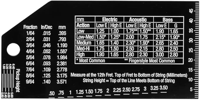 MusicNomad Прецизионный измеритель высоты струн, метрическая система, SAE, 64-е (MN602) - точные и легкочитаемые измерения MusicNomad