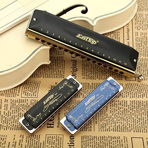 East top 16 Holes 64 Tones Chromatic Harmonica Key of C with Brass Comb, Chromatic Mouth Organ Harmonica For Adults, Professionals and Students(BRASS COMB) East top