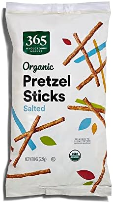 Хрустящие солёные брецели, 454 г (упаковка из 2-х), низкокалорийные, без жира, идеальны для перекуса 365 by Whole Foods Market