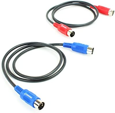 MIDI Patch Cable Set of 2-5-Pin DIN Male to Male 18" Extension Adapter Cables ZAWDIO