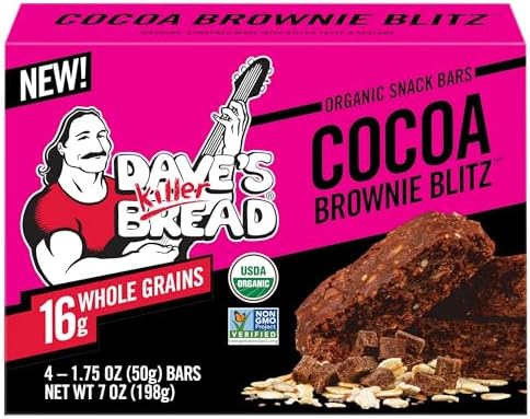 Dave's Killer Bread Cocoa Brownie Blitz Organic Snack Bars, 4 Individually Wrapped Snack Bars Dave's Killer Bread