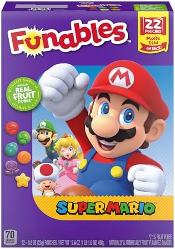 Funables Fruity Snacks, Super Mario, Assorted Fruit, Flavored Snacks, 0.8oz 22 Count Funables