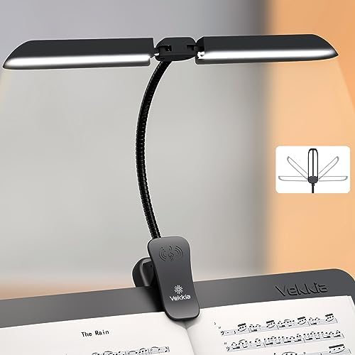 Vekkia Folding Music Stand Light - Portable 42 - Led Rechargeable, Super - Bright Clip - on Piano Lamp. Professional 5 Brightness×3 Color Temperature, for Grand Piano, Book Reading Vekkia