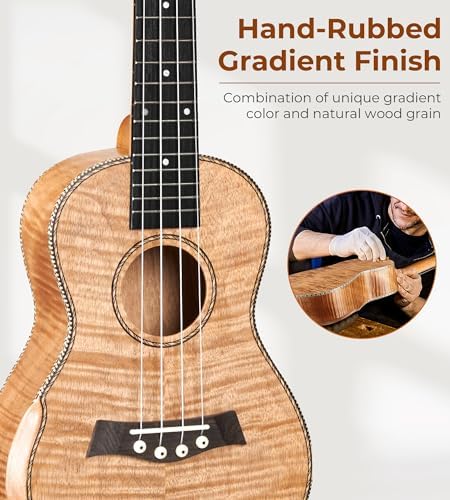 Ukulele Concert Mahogany Bundle 23 inch Ukelele for Beginners Adults Professional Four String Wooden Hawaiian Starter Uke Kit, Natrual Wood Color by Vangoa Vangoa