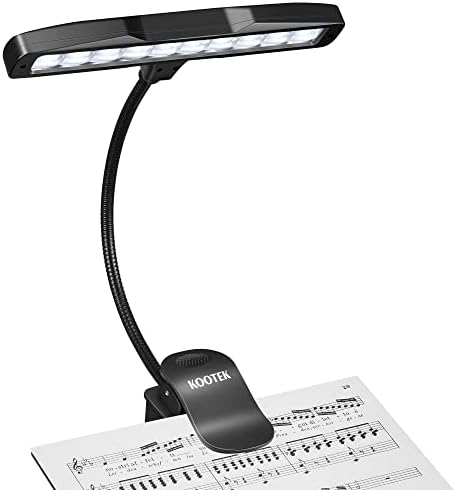 Kootek Music Stand Light, Eye Caring Clip-on Piano Light, 360° Flexible Neck Adjustable Brightness USB Rechargeable Light Lamp for Piano, Sheet Music, Book Reading Kootek