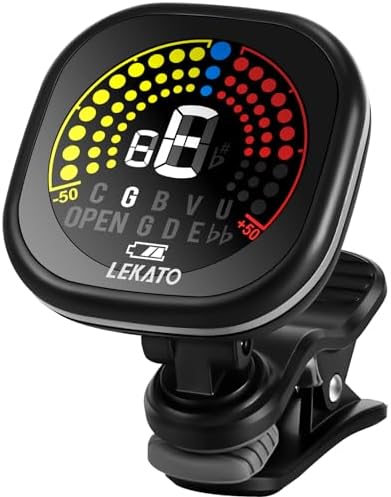 LEKATO Guitar Tuner Rechargeable, Tuner Clip On for Guitar, Bass, Chromatic, Ukulele,Violin Tuner, Fast Accuratie Tuning, Super Bright Display to Read, for Professional/Beginners LEKATO