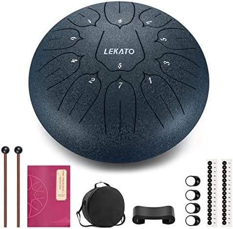 LEKATO Rain Drum For Outside Garden, 6 Inches 8 Notes Steel Tongue Drum for Beginner, Handpan Drum Percussion Christmas Birthday Gift, C Key,with Song Book, Drum Mallets, Green LEKATO