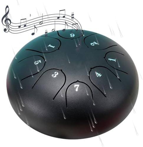 Rain Drum for Outside Garden,Chakra Drum for Rain Outdoor, Drum Rain Chime Waterproof,Rain Drum for Garden Instrument, chakra Drum 6 Inches 8 Notes, Chakra Rain Drum Outdoor (Black) Generic